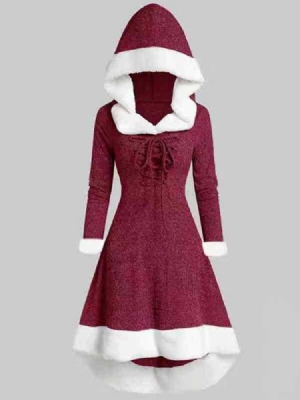Vestido Feminino De Manga Comprida De Manga Comprida Com Atacadores Regulares