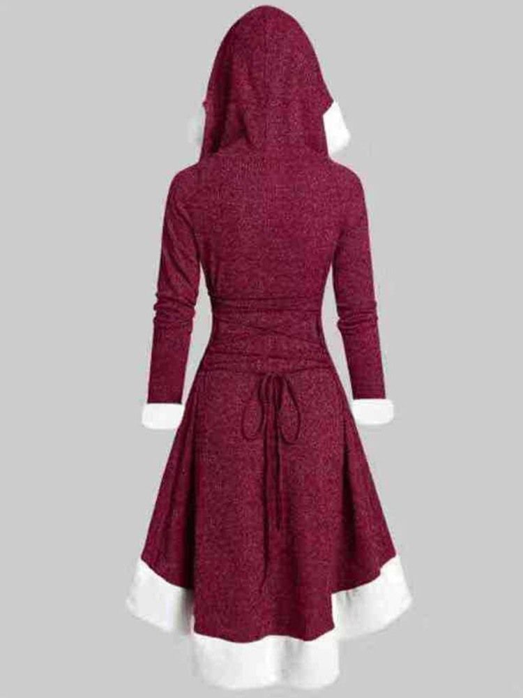 Vestido Feminino De Manga Comprida De Manga Comprida Com Atacadores Regulares