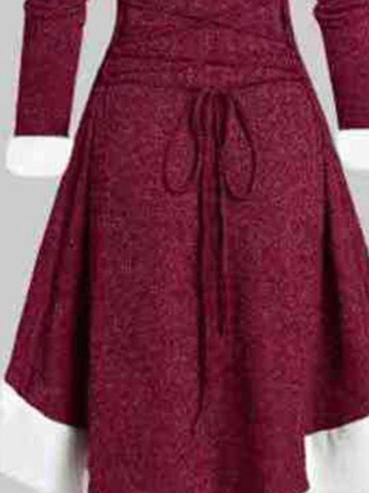 Vestido Feminino De Manga Comprida De Manga Comprida Com Atacadores Regulares