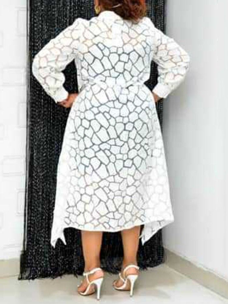 Vestido Feminino De Manga Comprida Oco Lapela Assimétrico Outono