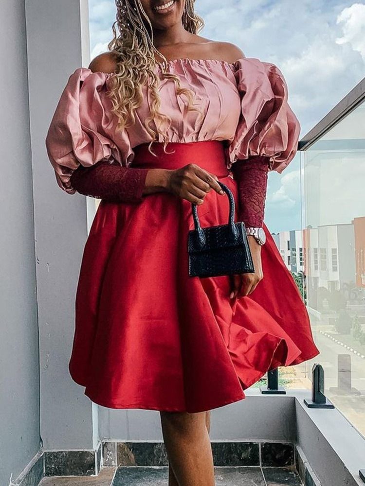 Vestido Feminino De Manga Curta De Nove Pontos Com Pulôver Plissado