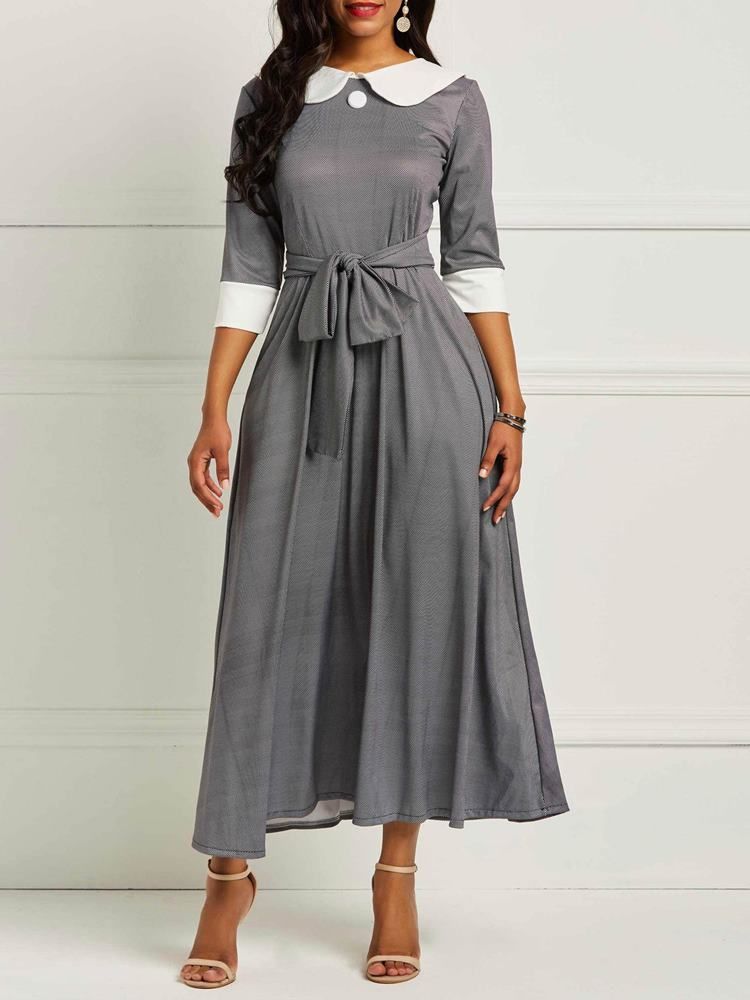 Vestido Feminino De Meia Manga Canela Meio-canela