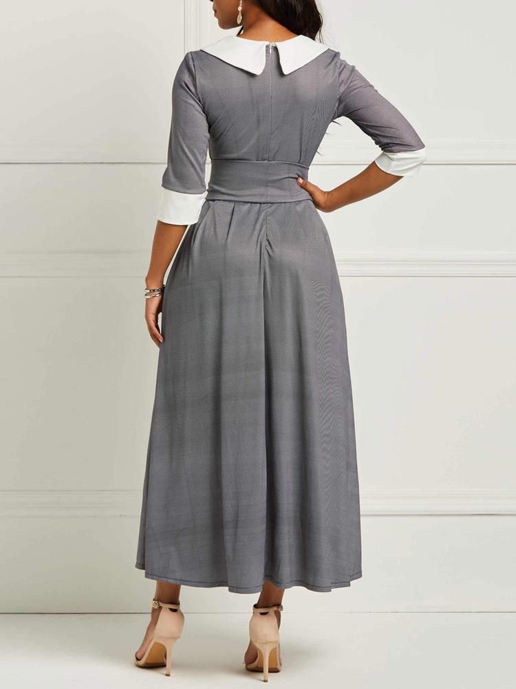 Vestido Feminino De Meia Manga Canela Meio-canela