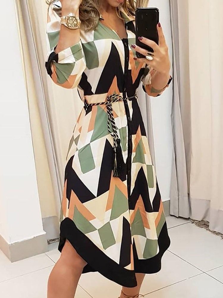Vestido Feminino De Renda Média Da Panturrilha Manga Comprida Assimétrica De Peito Único