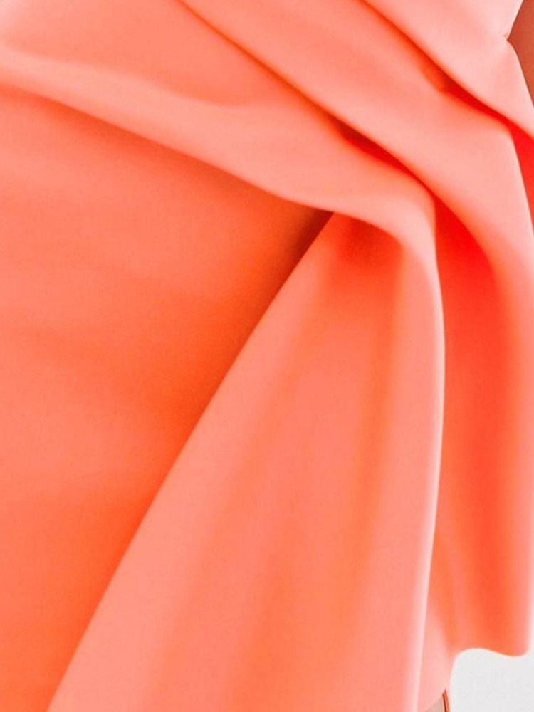 Vestido Feminino Sem Alças Pregueado Assimétrico Sem Mangas Acima Do Joelho