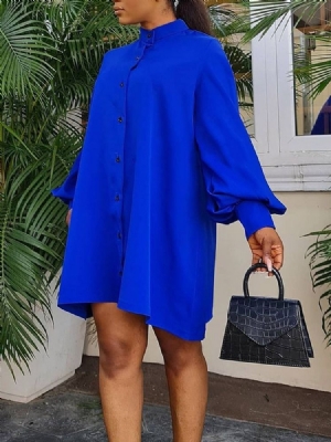 Vestido Liso Feminino De Manga Comprida Acima Do Joelho