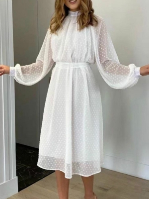 Vestido De Malha Feminino Com Gola Meia-canela Outono Polca