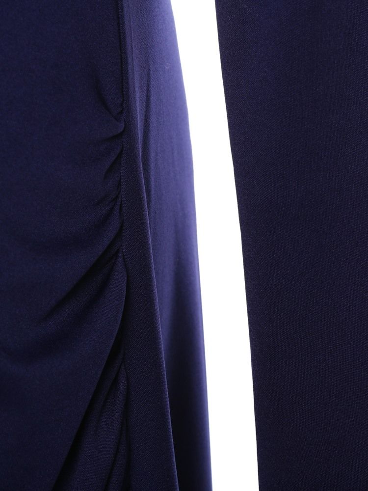 Vestido Maxi Feminino De Gola Oblíqua Asym De Cor Sólida