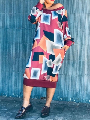 Vestido Normal Feminino Com Estampa De Meia Canela E Ombro Sem Ombro