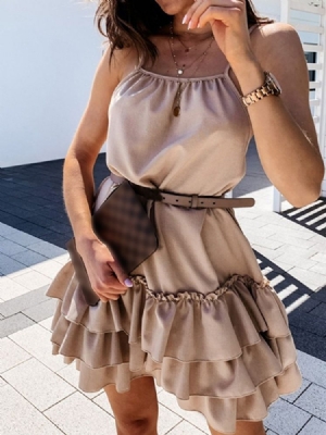 Vestido Pulôver Feminino Sem Mangas Acima Do Joelho