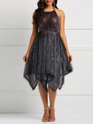 Vestidos De Festa Femininos Com Bainha Assimétrica Sem Encosto Tassel
