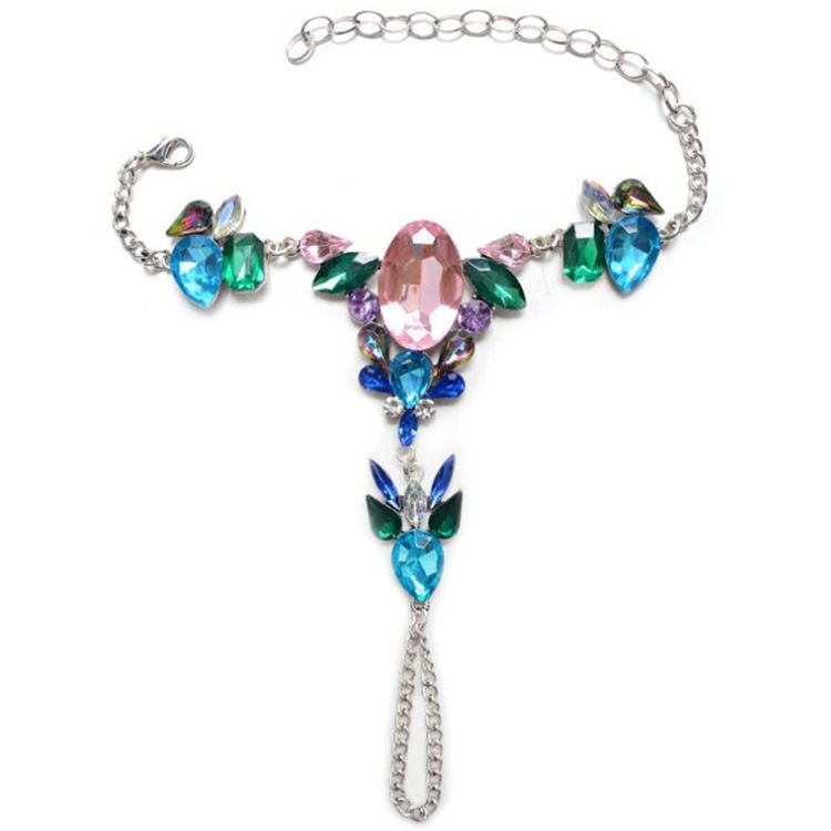 Tornozeleira De Strass Colorido Estilo Exótico