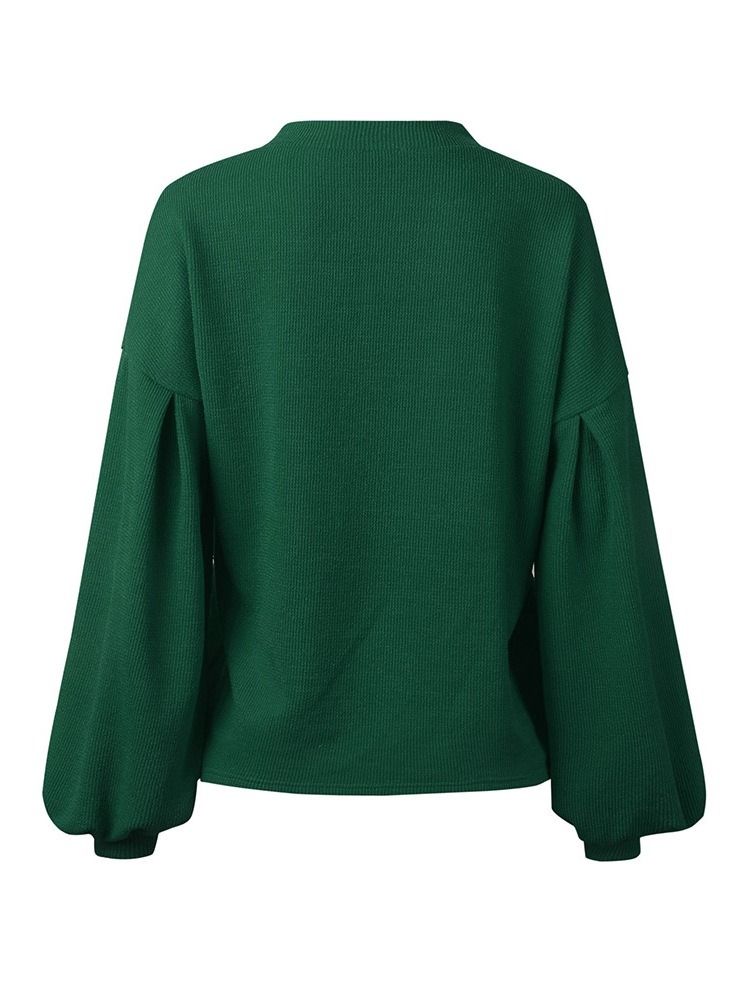 Camisola Feminina De Manga Comprida De Manga Comprida Com Lanterna Grossa