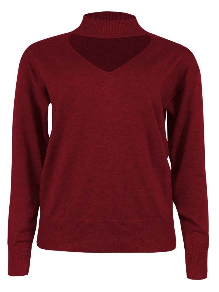 Camisola Feminina De Manga Comprida De Natal Com Decote Em V