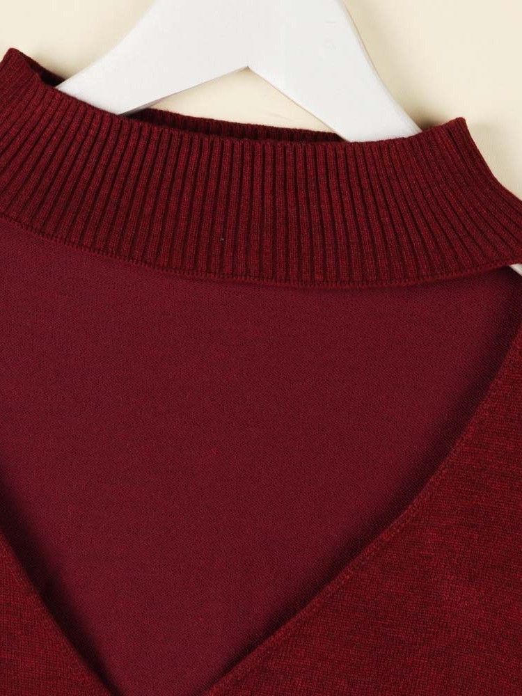 Camisola Feminina De Manga Comprida De Natal Com Decote Em V