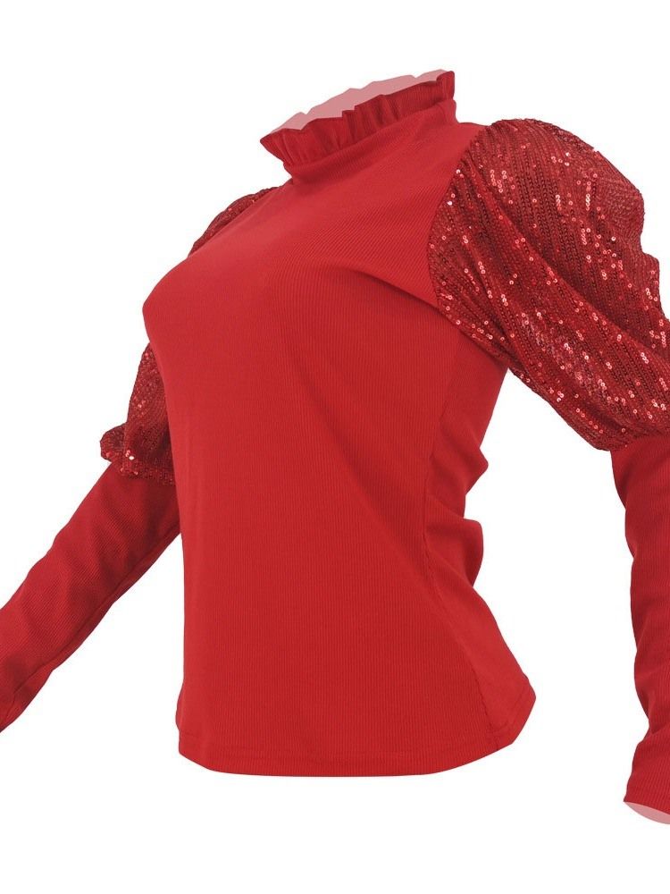 Moda Africana Feminina Manga Puff Regular Patchwork Suéter Slim