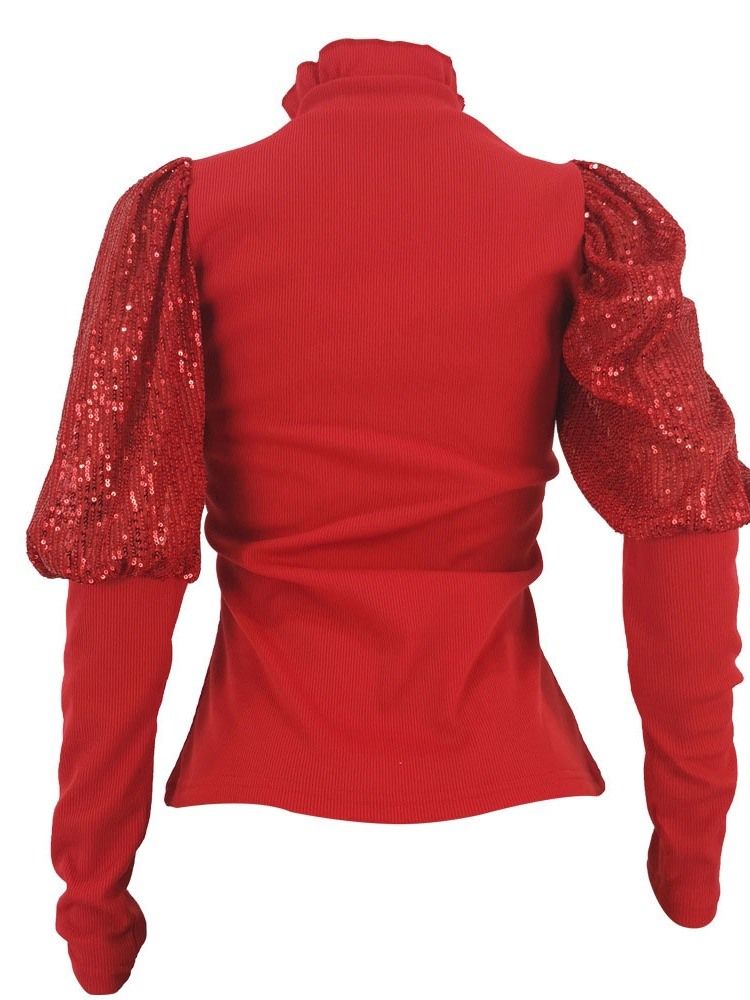 Moda Africana Feminina Manga Puff Regular Patchwork Suéter Slim