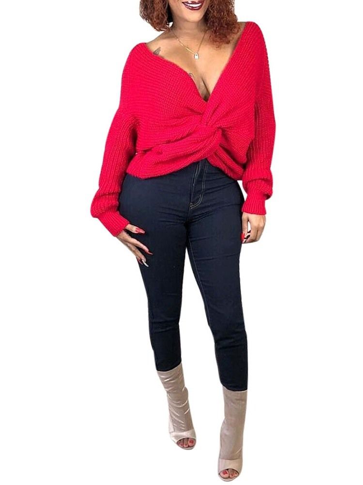 Moletom Feminino Sexy De Natal Regular Sem Costas Com Decote Em V