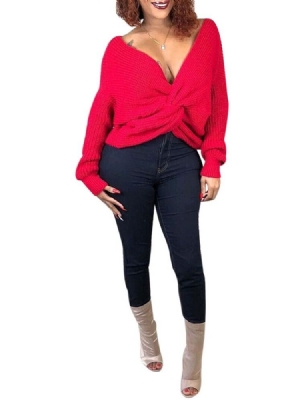 Moletom Feminino Sexy De Natal Regular Sem Costas Com Decote Em V