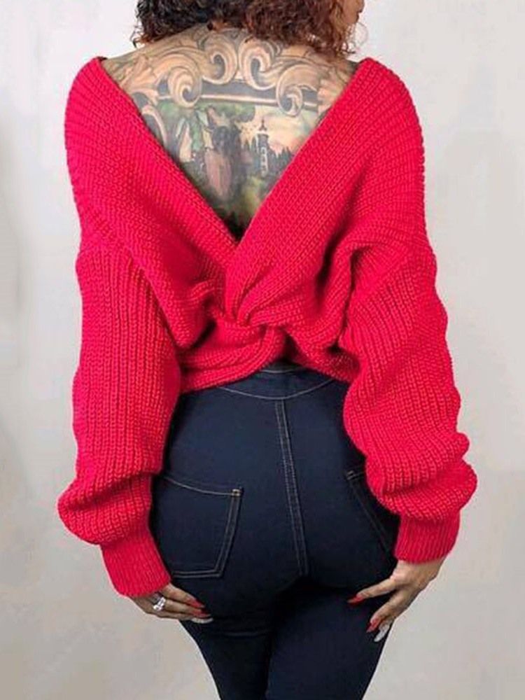 Moletom Feminino Sexy De Natal Regular Sem Costas Com Decote Em V