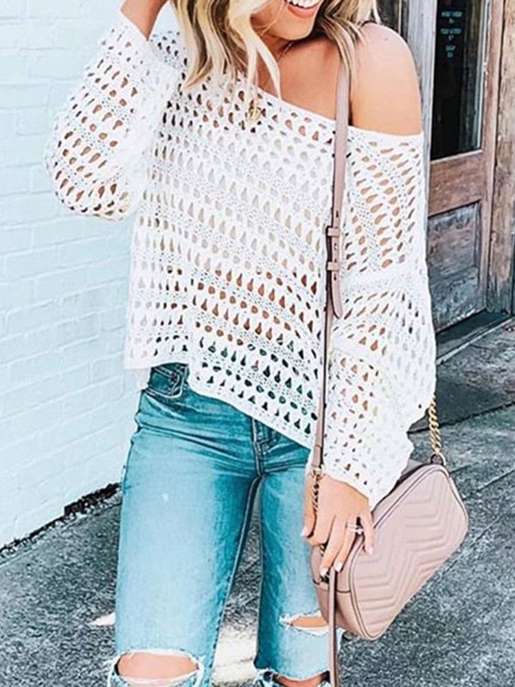 Suéter Feminino Liso Oco Sem Ombros