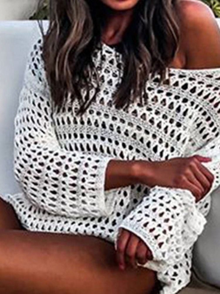 Suéter Feminino Liso Oco Sem Ombros
