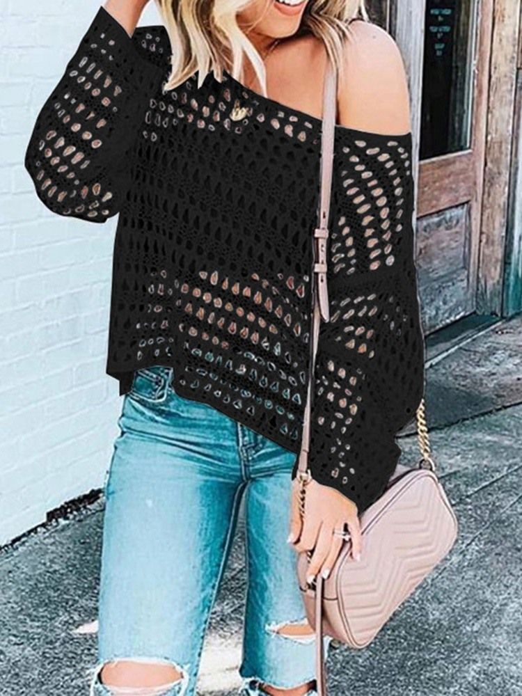 Suéter Feminino Liso Oco Sem Ombros