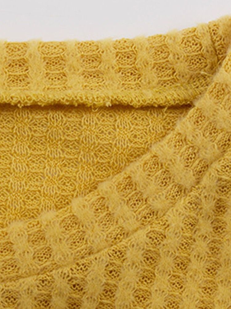 Suéter Feminino De Patchwork Lanterna Manga Fina Solta Para O Outono