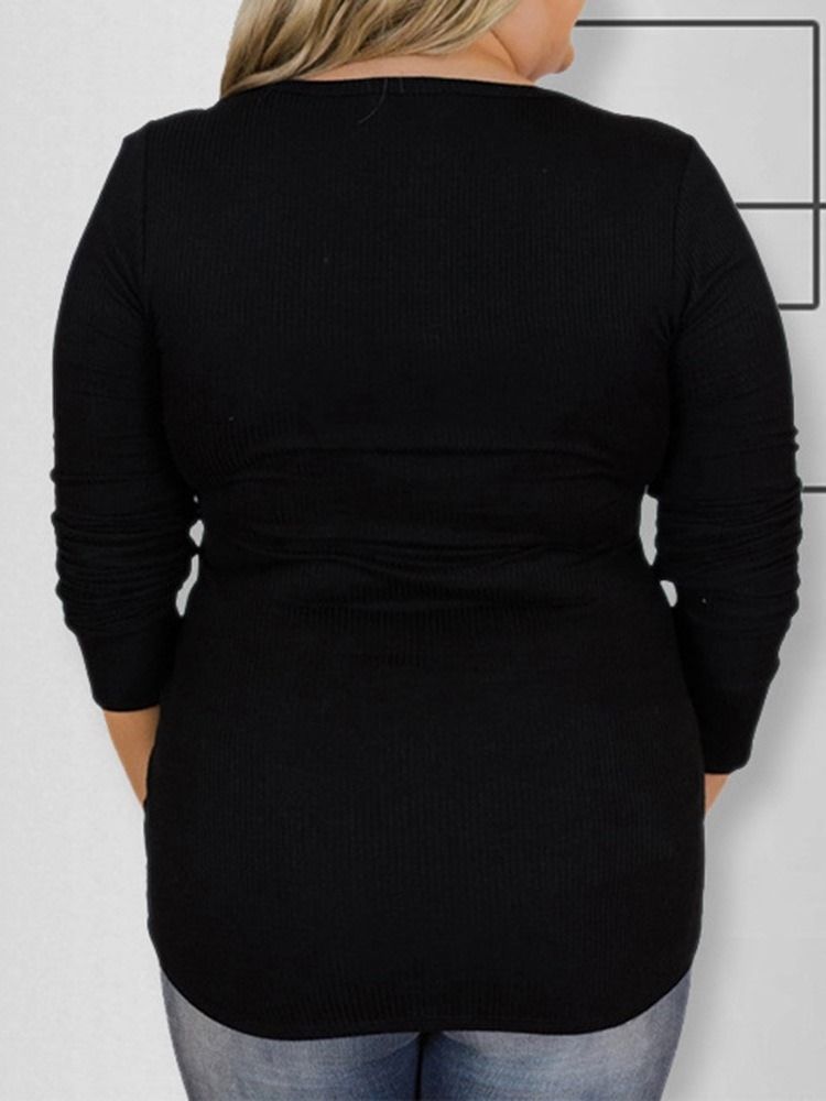 Suéter Feminino Tamanho Plus Casual Regular De Botão Fino