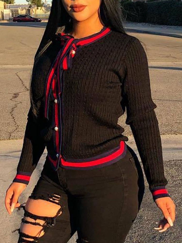 Suéter Normal Bowknot Slim Feminino