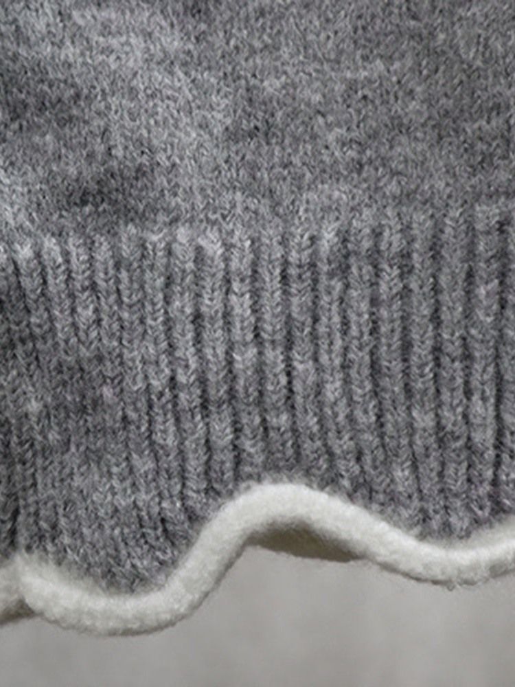 Suéter Regular De Patchwork Fino De Manga Comprida Com Decote Em V Feminino