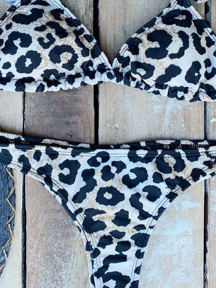 Conjunto De Biquíni Falbala Leopard Feminino