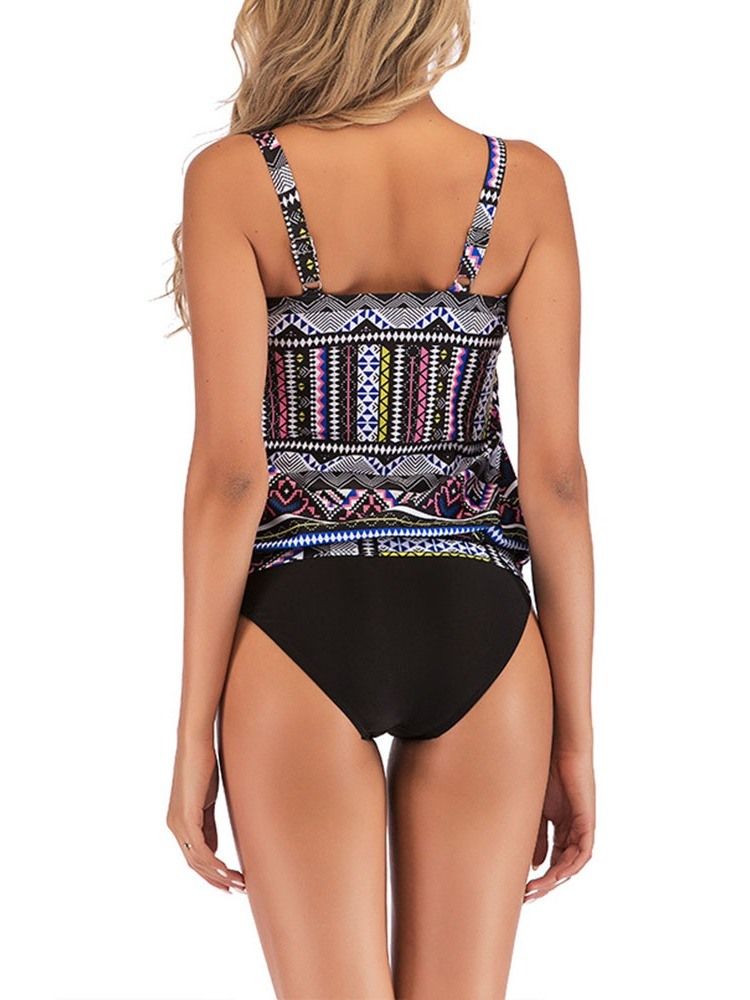 Conjunto Tankini Geométrico Colorido Feminino