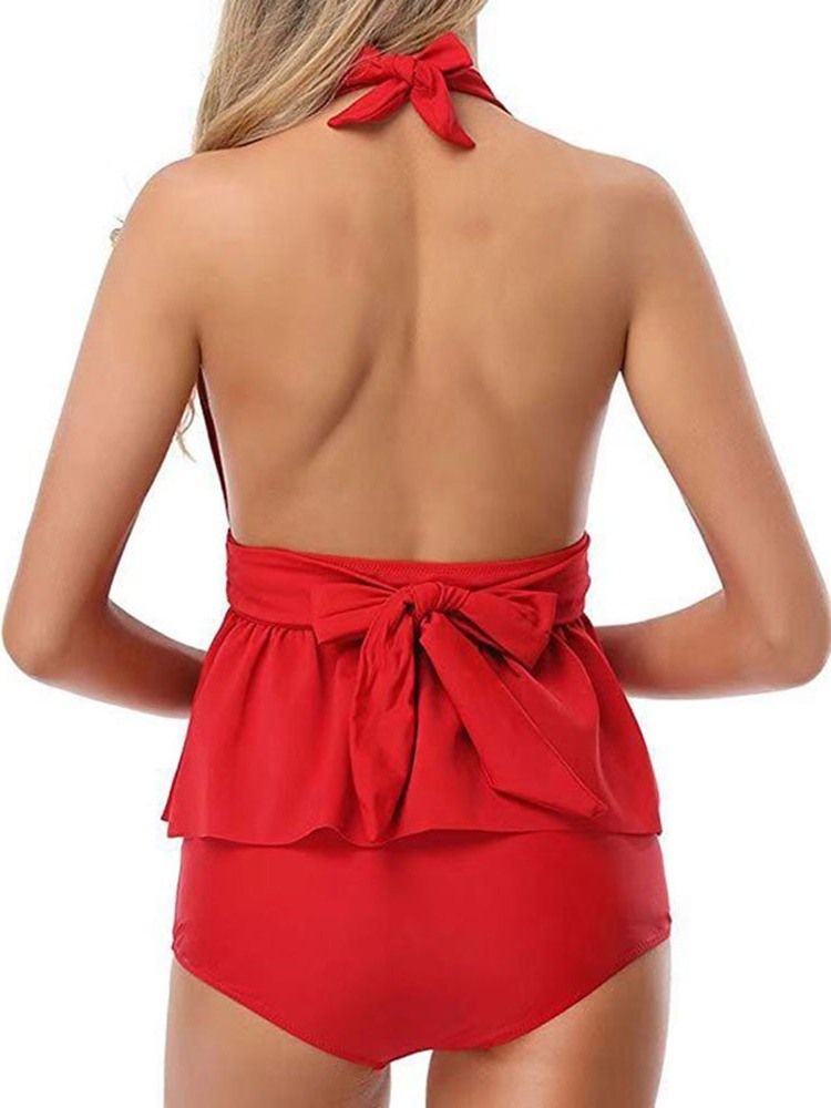 Fato De Banho Sexy Feminino Com Cordões E Decote Em V