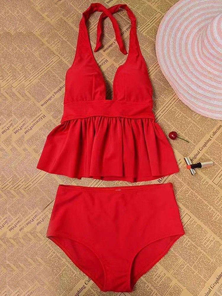 Fato De Banho Sexy Feminino Com Cordões E Decote Em V