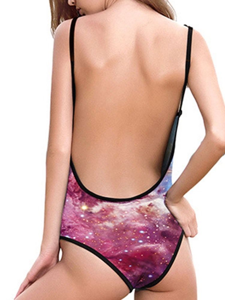 Mulher Estampado Com Rendas Sem Encosto Traje De Banho
