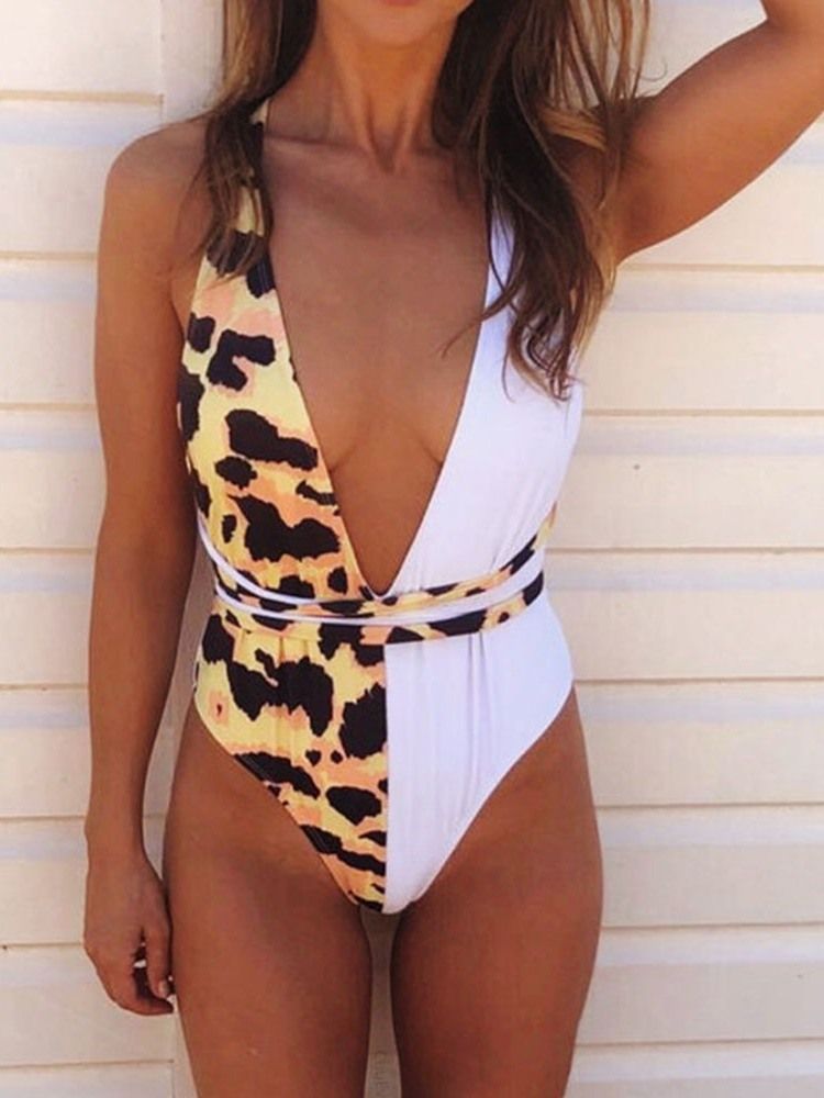 Roupa De Banho Assimétrica Sexy Leopardo Feminina