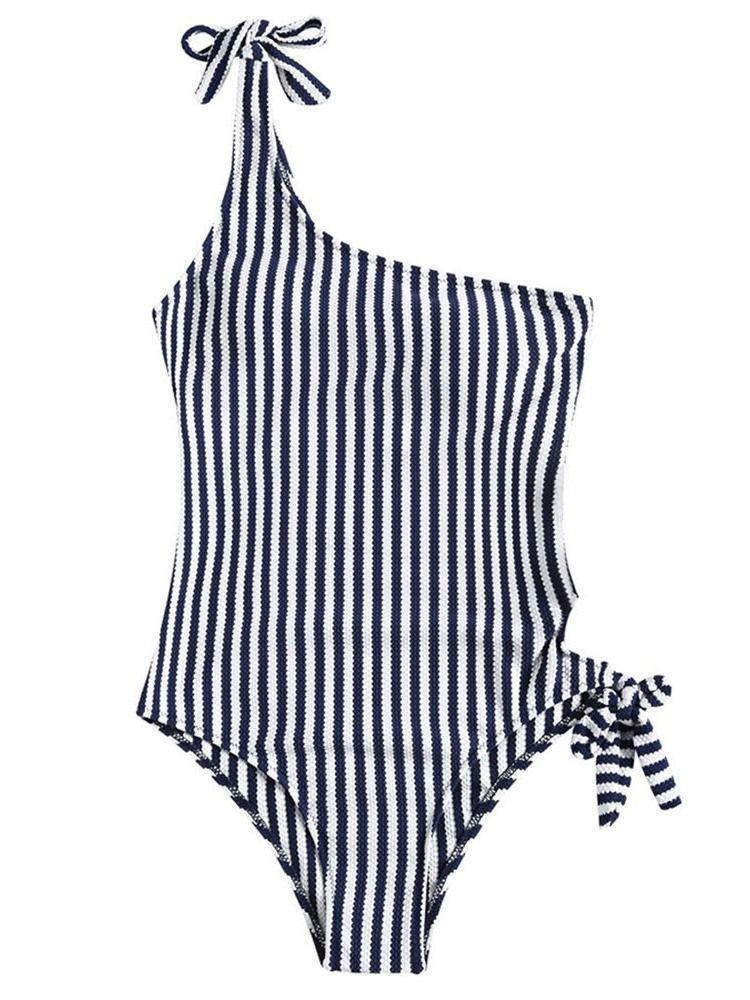 Roupa De Banho Feminina Com Listra Bowknot