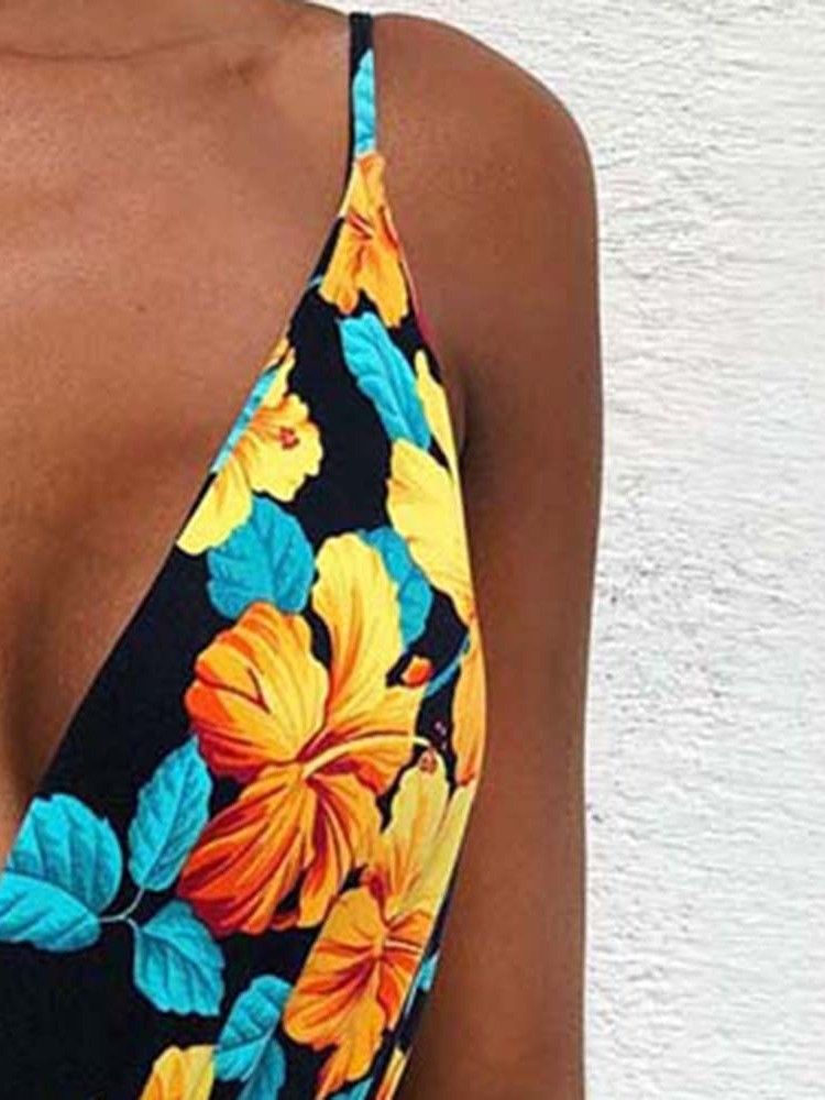 Roupa De Banho Feminina Floral Sem Costas