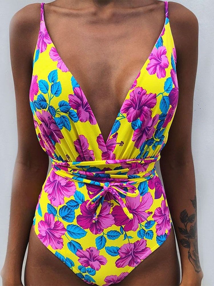 Roupa De Banho Feminina Floral Sem Costas