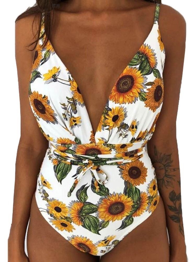 Roupa De Banho Feminina Floral Sem Costas