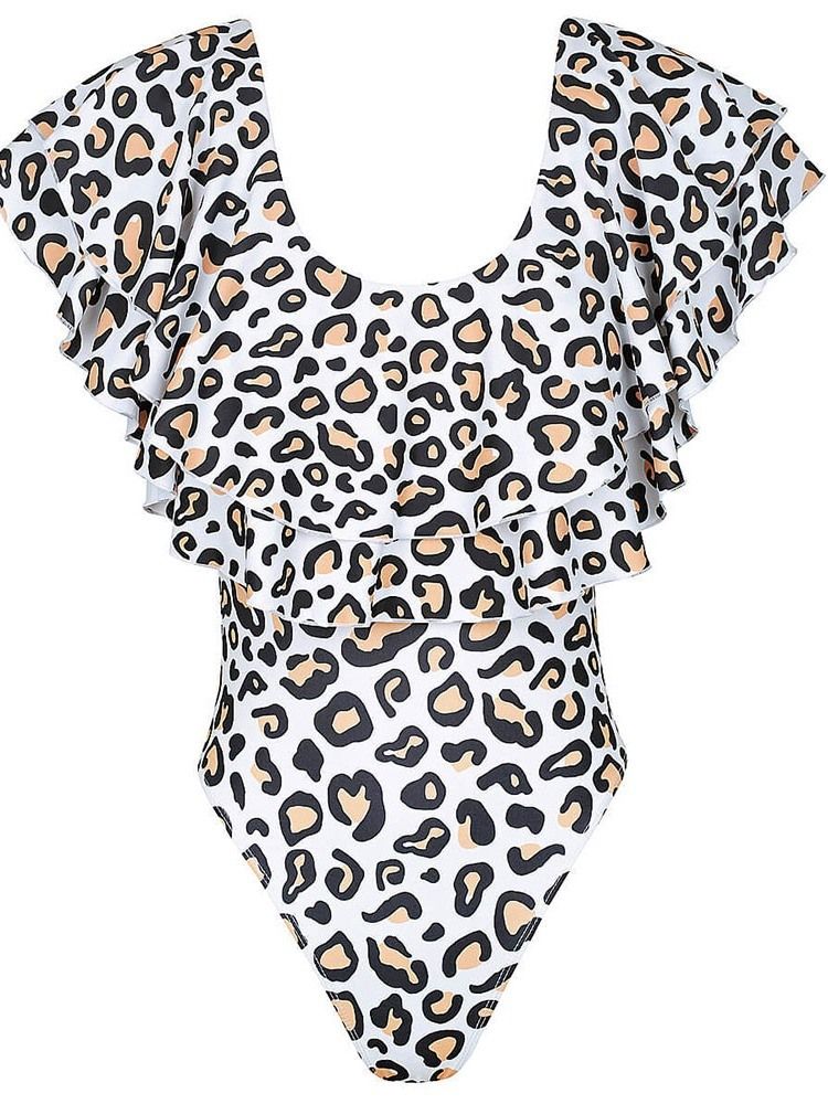 Roupa De Banho Feminina Leopardo Elástica De Uma Peça