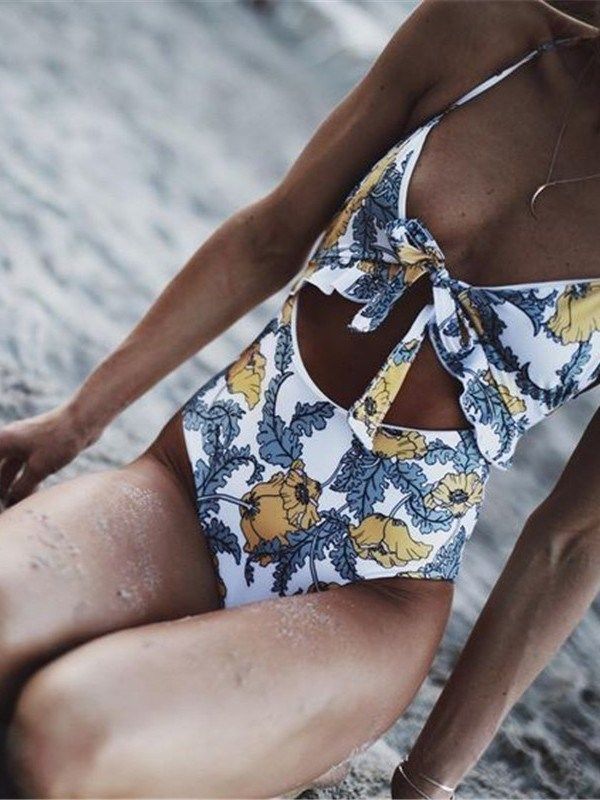 Roupa De Banho Floral Com Renda Feminina Sexy
