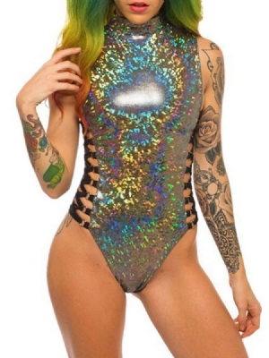 Roupa De Banho Sexy Com Bloco De Cor Com Zíper Feminino