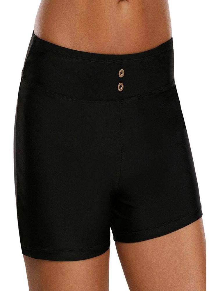 Shorts Feminino Simples De Botão Liso