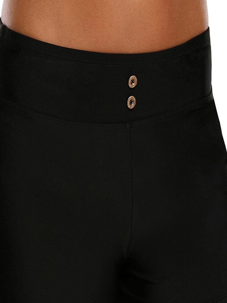 Shorts Feminino Simples De Botão Liso