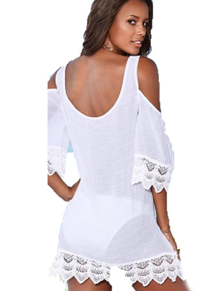 Tops Femininos De Renda E Ombro Frio Para Praia