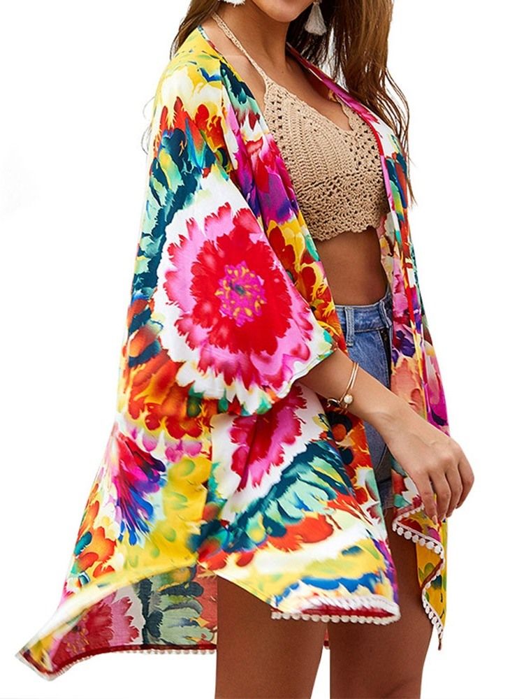 Tops De Praia Com Estampa Floral Embrulhada Feminina