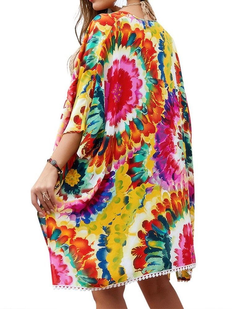 Tops De Praia Com Estampa Floral Embrulhada Feminina
