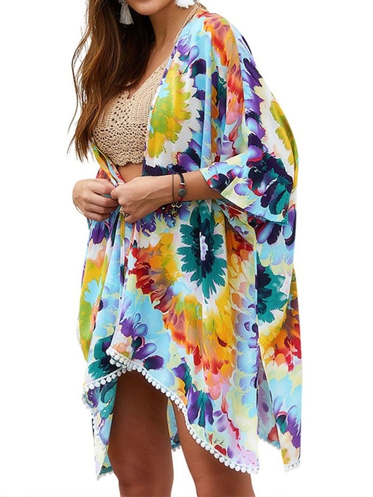 Tops De Praia Com Estampa Floral Embrulhada Feminina